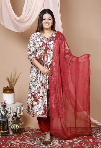 Kurti + Pant + Shawl (3 pcs set)